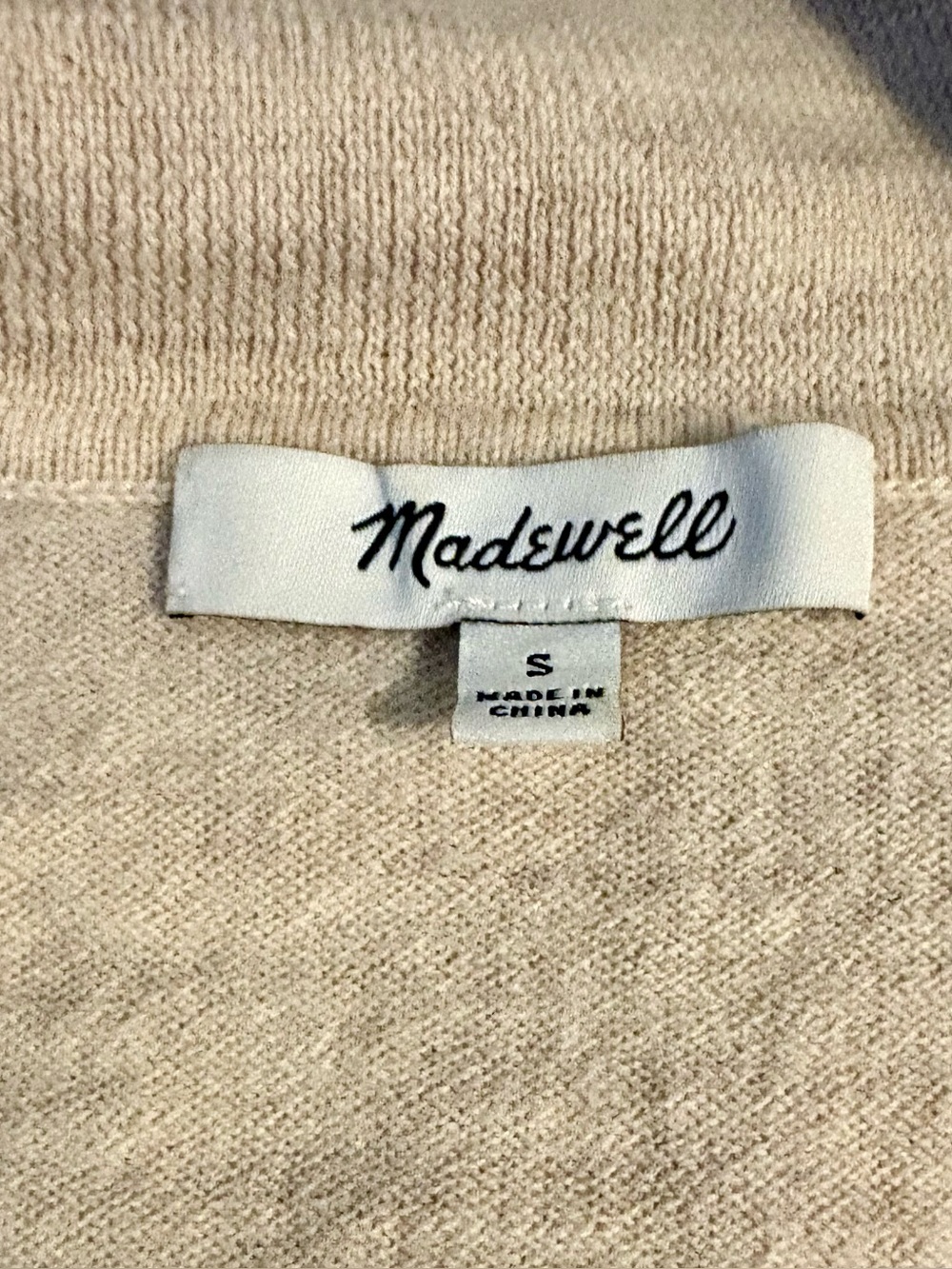 Madewell Women’s Beige V-Neck Knit Sweater